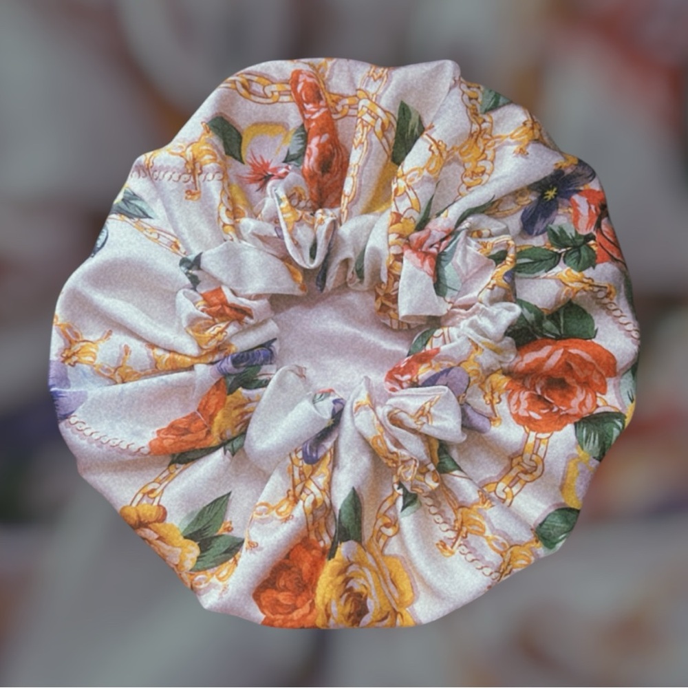 Floral Satin Hair Scrunchie